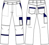 Bundhose von BEB / 290 g/m / 100% Baumwolle / Knieverstrkung / Knopfverschluss / Farbe: wei